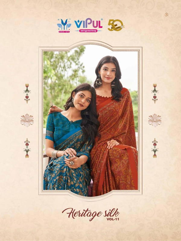 VIPUL HERITAGE SILK VOL-11 85203 TO 8522 DESIGNER SAREE WHOLESALER IN INDIA