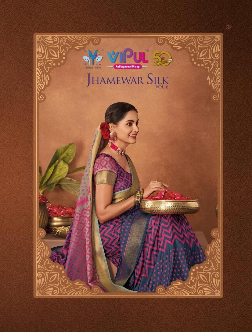 JHAMEWAR SILK VOL-06 BY VIPUL PRINTED SAREE WHOLESALER IN SURAT 1