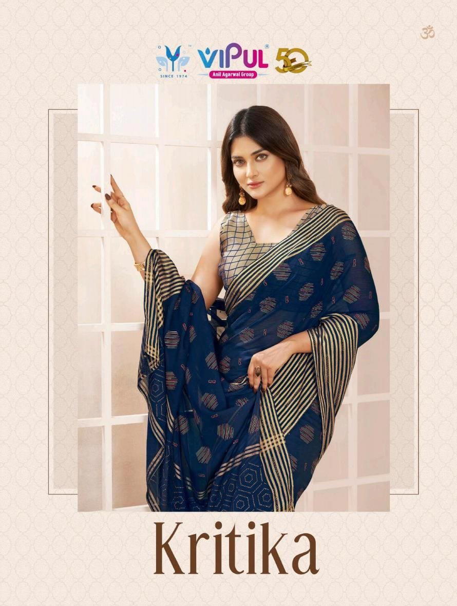 VIPUL KRITIKA 84600 TO 84603 DESIGNER CHIFFON SAREE WHOLESALER IN INDIA 1