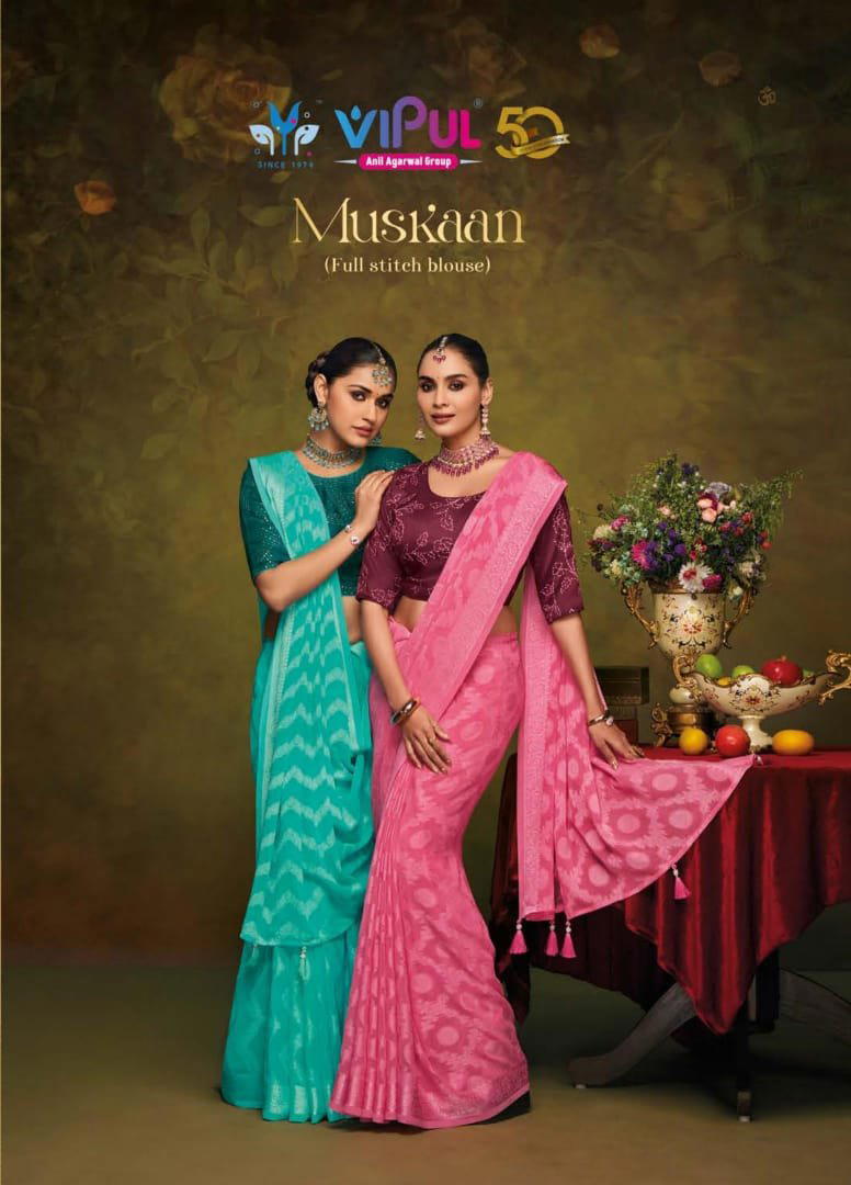 VIPUL MUSKAAN 81306 TO 81313 DESIGNER SAREE WHOLESALER IN INDIA 1