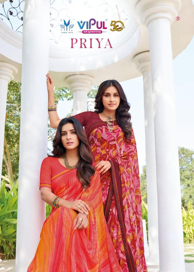 VIPUL PRIYA 80802 TO 80813 DESIGNER GEORGETTE SAREE WHOLESALER IN INDIA 1