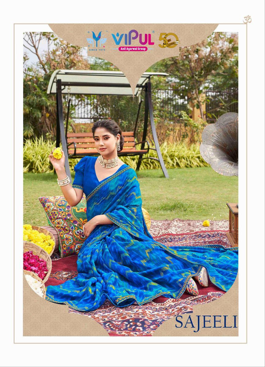 VIPUL SAJEELI 80208A TO 80215A DESIGNER GEORGETTE SAREE WHOLESALER IN INDIA 1
