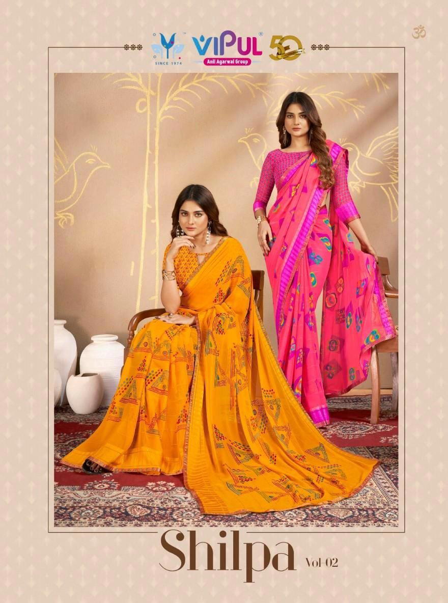 VIPUL SHILPA VOL-02 84807 TO 84814 DESIGNER GEORGETTE SAREE WHOLESALER IN INDIA 1