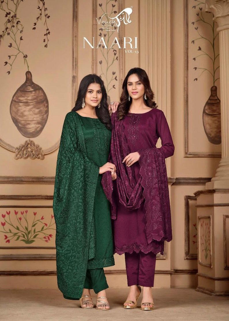 NAARI VOL-13 BY VOUCH EMBROIDERY SALWAR KAMEEZ WHOLESALER IN INDIA 1