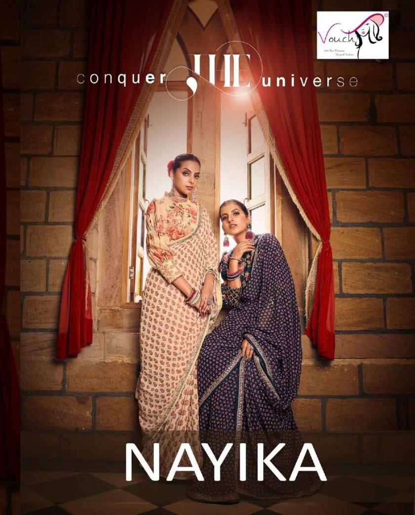 VOUCH NAYIKA 1001 TO 1008 DESIGNER GEORGETTE SAREE WHOLESALER IN INDIA 1