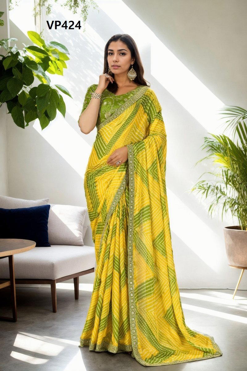 FASHION BERRY RAHI VP423 TO VP425 DESIGNER CHINNON SAREE WHOLESALER IN INDIA 1