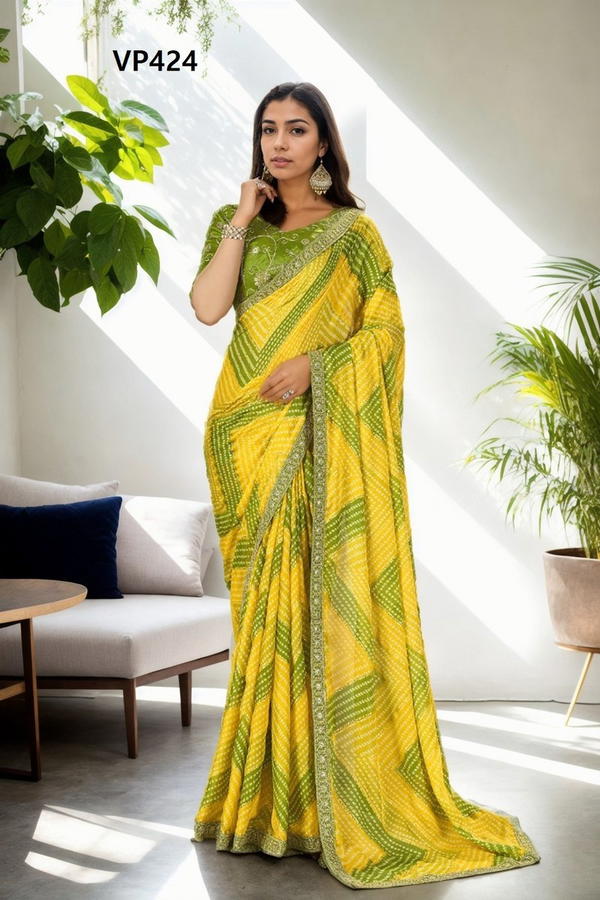 FASHION BERRY RAHI VP423 TO VP425 DESIGNER CHINNON SAREE WHOLESALER IN INDIA