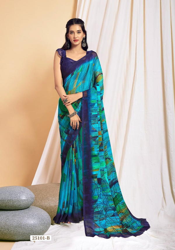 STAR CHIFFON 125 BY RUCHI CHIFFON SAREE MANUFACTURED IN INDIA