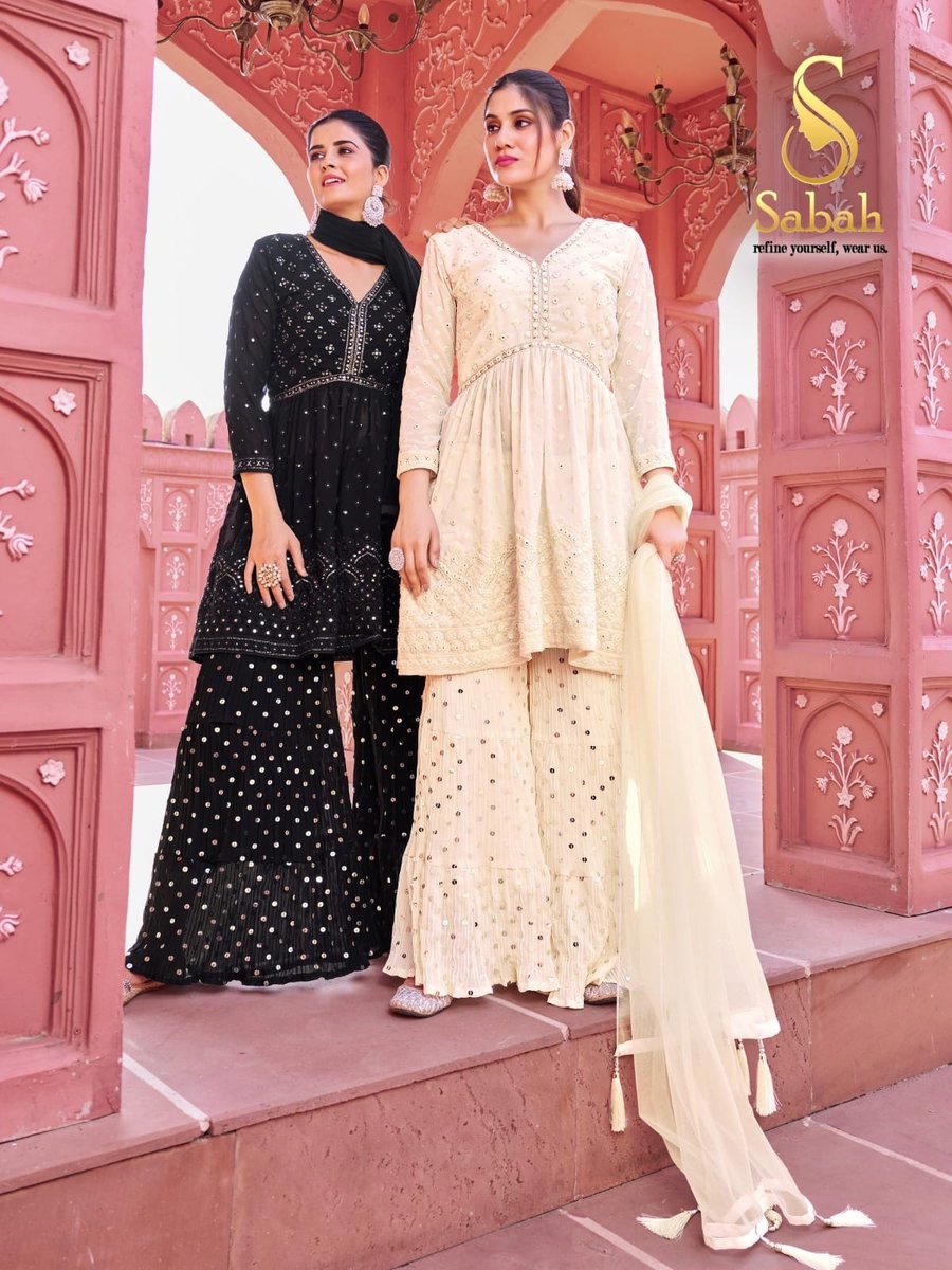 BLACK - WHITE BY SABAH EMBROIDERY SALWAR KAMEEZ WHOLESALER IN INDIA 1