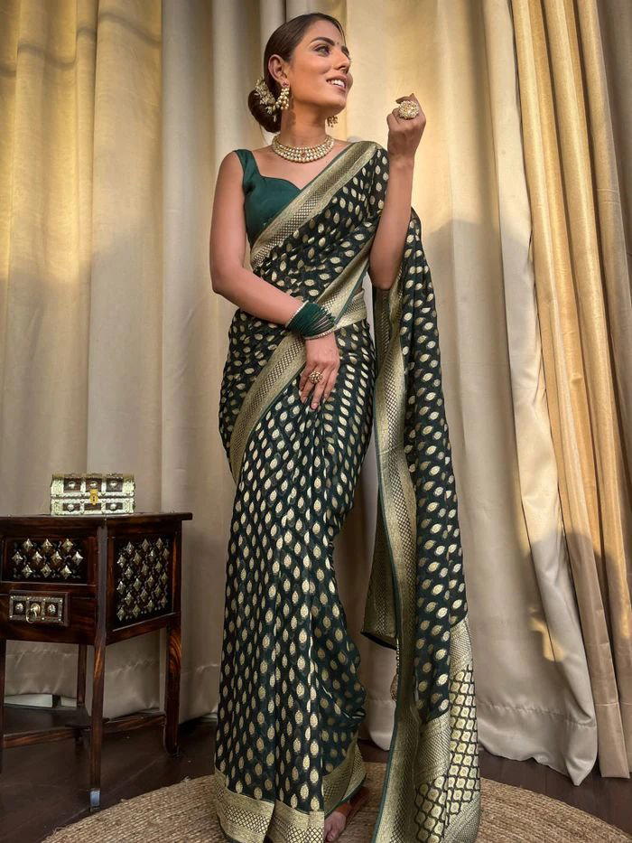 LC 108 BY SAGAR IMPEX BANARASI KHADI GEORGETTE SAREE WHOLESALER IN INDIA 1
