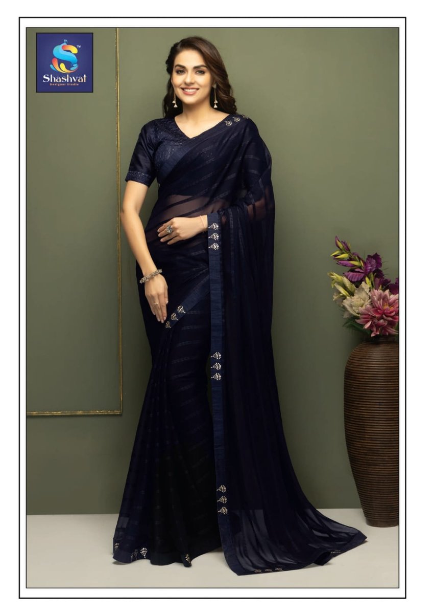 SAANVI VOL 2 BY SHASHVAT NEW FANCY FABRIC SAREE EXPORTER IN INDIA 1