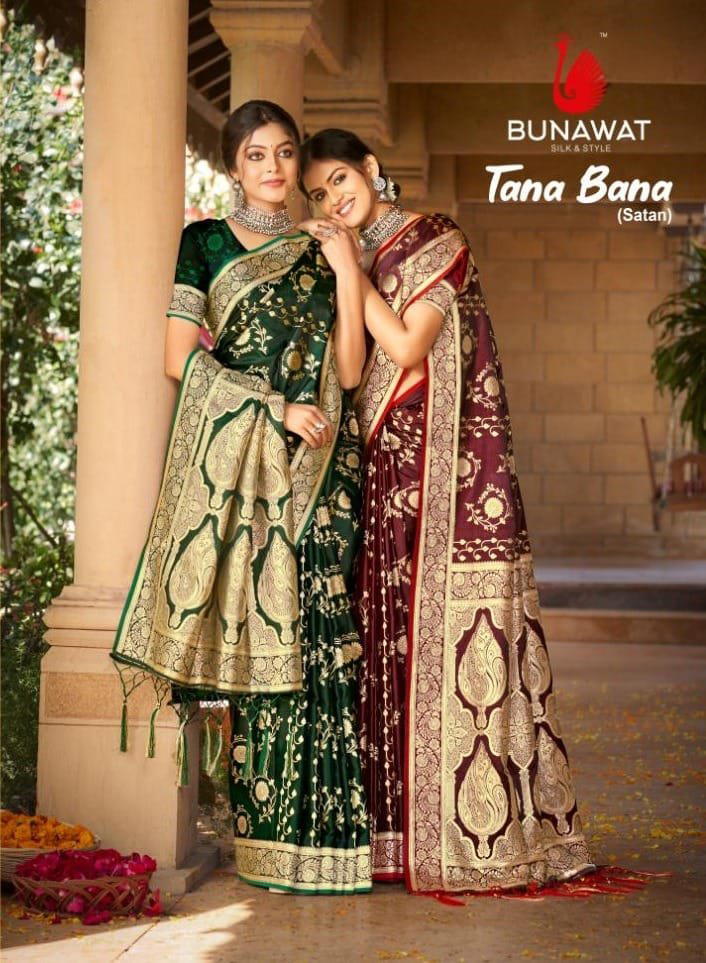 TANA BANA (SATAN) BY BUNAWAT SATIN SILK DESIGNER SAREE EXPORTER IN SURAT 1