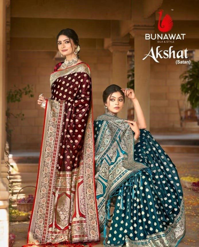 AKSHAT (SATAN) BY BUNAWAT SATIN SILK SAREE MANUFACTURER IN INDIA 1