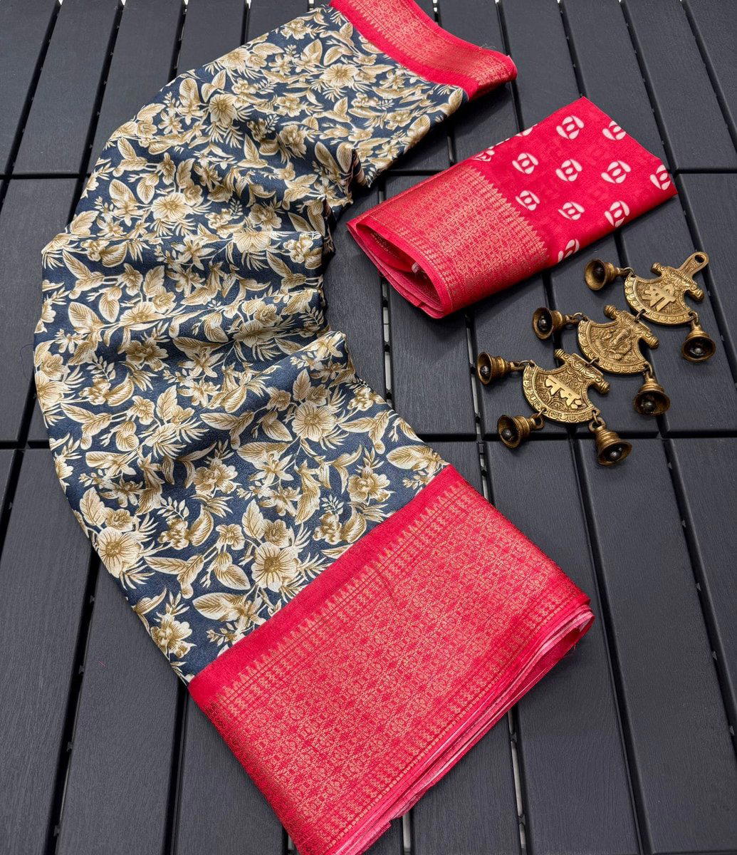 PURE DOLA SILK BY MERAKI SILK SAREE WITH FLORAL PATTERN MANUFACTURER IN INDIA 1
