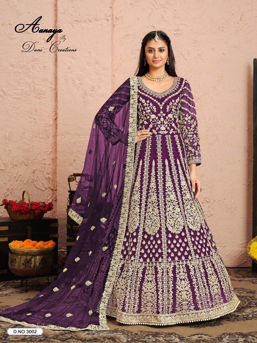 AANAYA VOL 130 BY DANI CREATION NET WITH HEAVY EMBROIDERY GOWN WHOLESALER IN INDIA 1