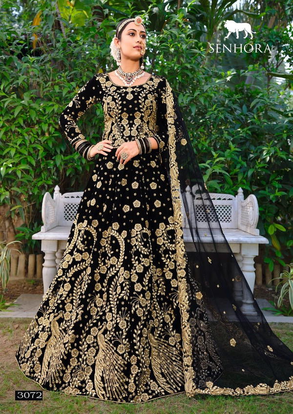 3072 COLORS BY SENHORA DRESSES HEAVY VELVET GOWN MANUFACTURER IN INDIA