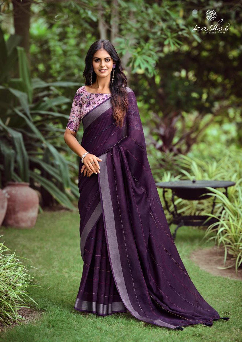 MALIKA VOL 4 BY KASHVI CREATION LINEN WORK SAREE WHOLESALER IN GUJARAT 1