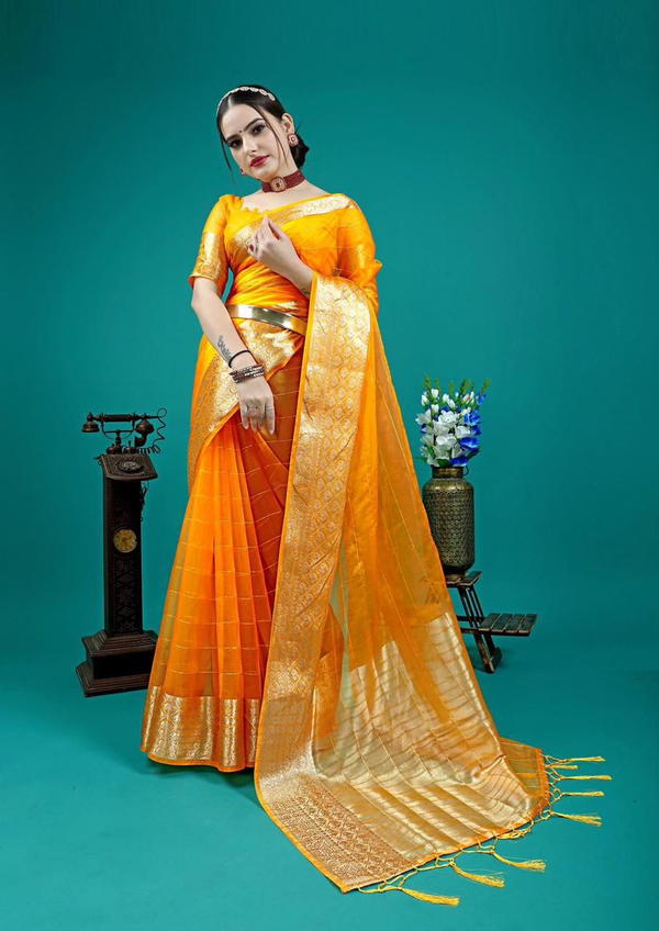 CM 774 BY SAGAR IMPEX BEAUTIFUL SOFT NYLON ORGANZA SAREE EXPORTER IN SURAT