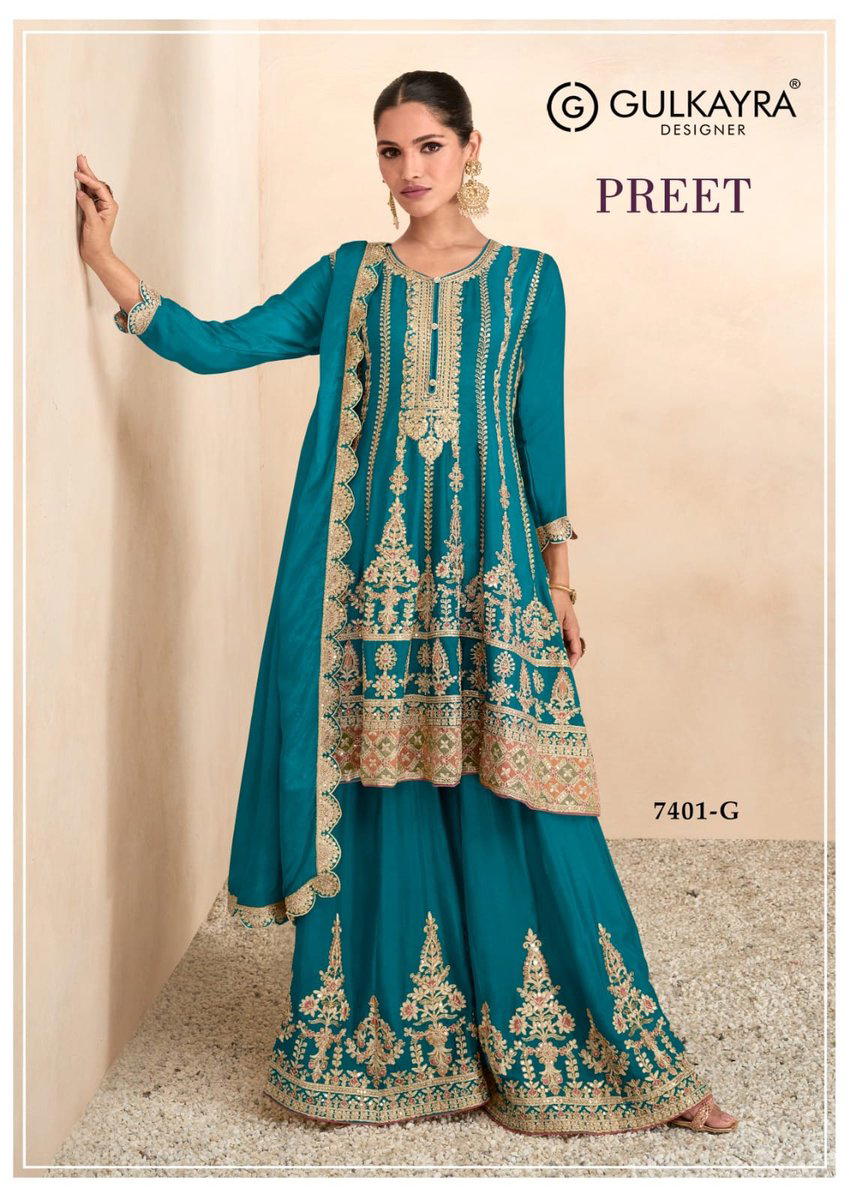 PREET BY GULKAYRA HEAVY CHINON WITH SEQUENCE EMBROIDERY SALWAR KAMEEZ SUPPLIER IN INDIA 1