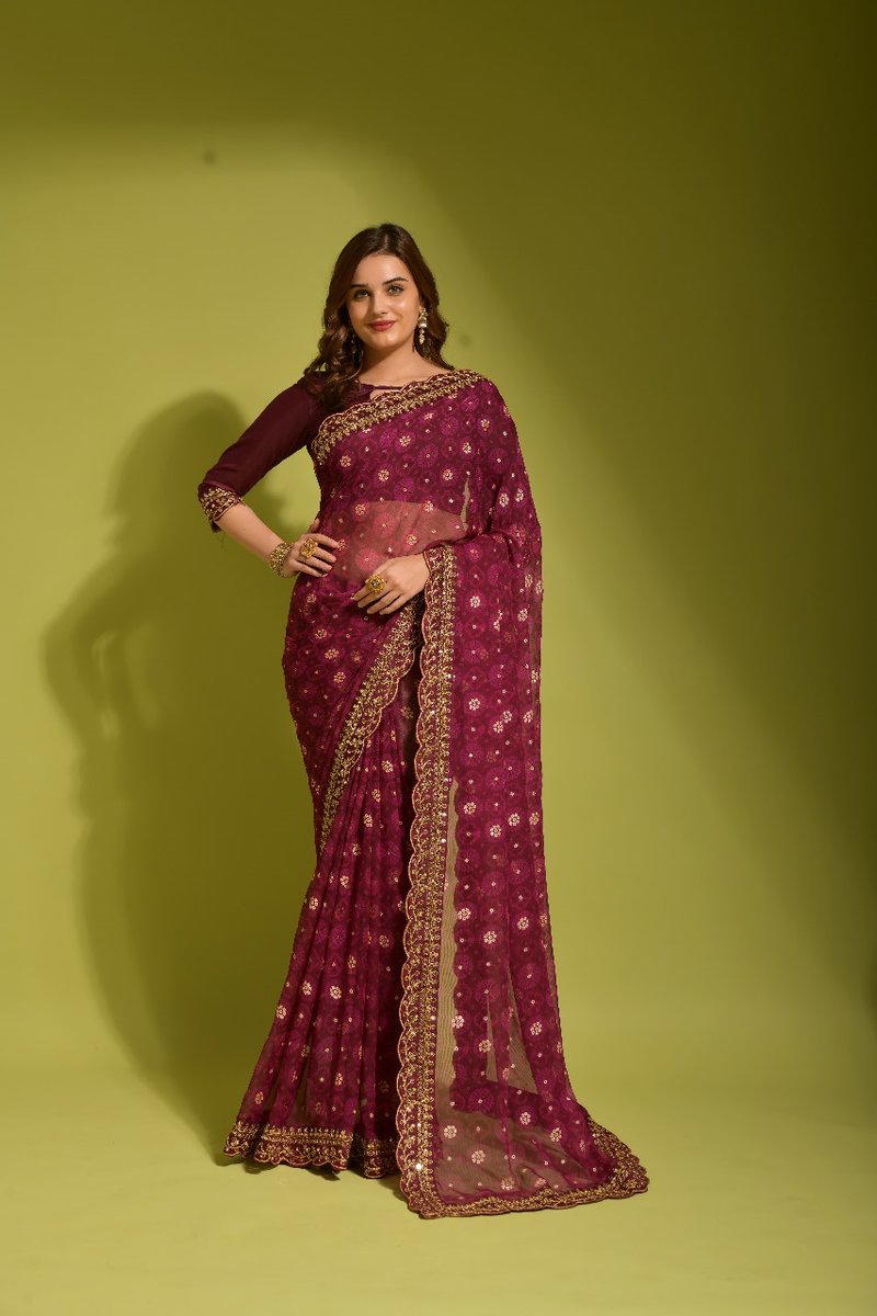 FLORAL VOL 7 BY PC DESIGNER FEORGETTE SAREE WHOLESALER IN INDIA 1