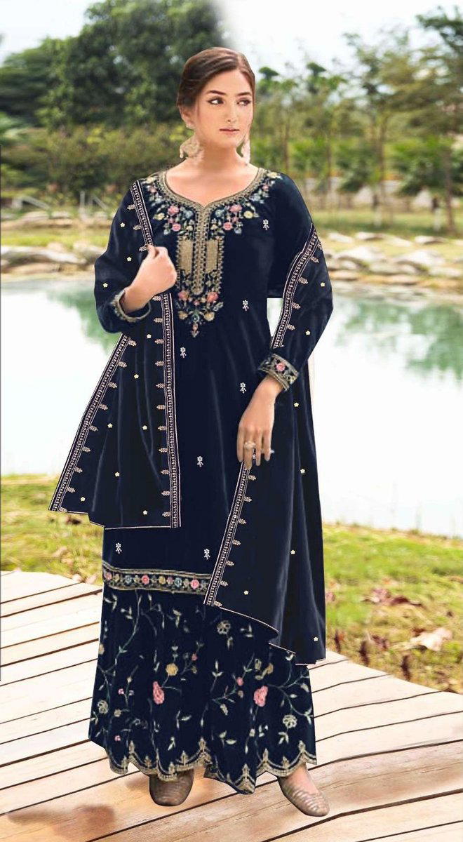 D.NO 1146 BY OS DESIGNER VELVET EMROIDERY SALWAR SUIT WHOLESALER IN INDIA 1
