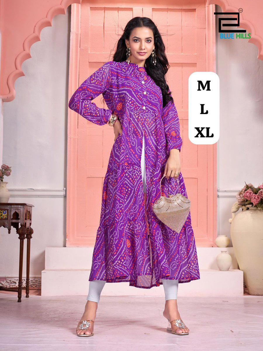 BANDHEJ BY INLI DESIGNER GEORGETTE LONG GOWN WHOLESALER IN INDIA 1