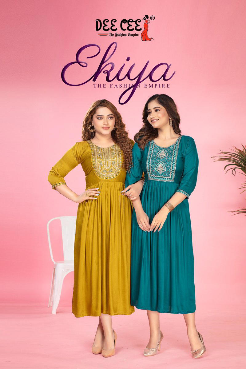 EKIYA BY DEECEE DESIGNER EMBROIDERY LONG KURTI WHOLESALER IN INDIA 1