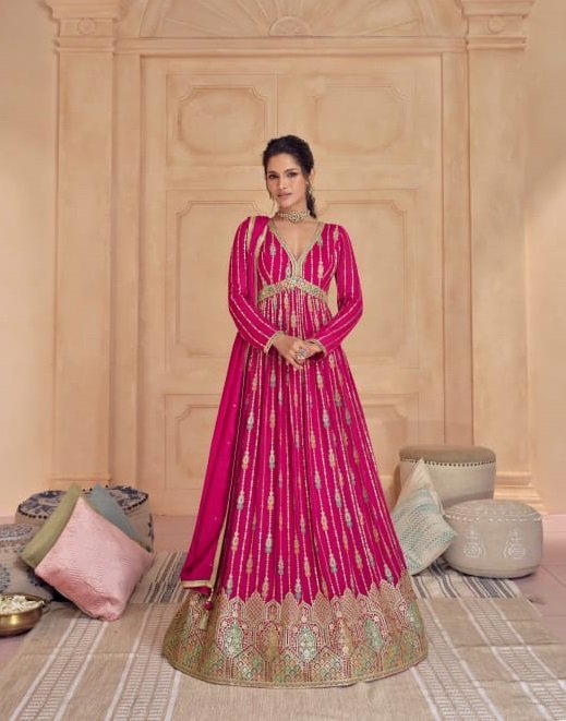 D.NO 5434 BY OS DESIGNER GEORGETTE GOWN WHOLESALER IN INDIA 1