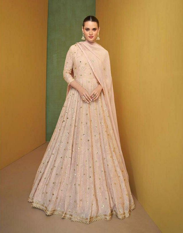 D.NO 5221 BY OS DESIGNER GEORGETTE GOWN WHOLESALER IN INDIA 1
