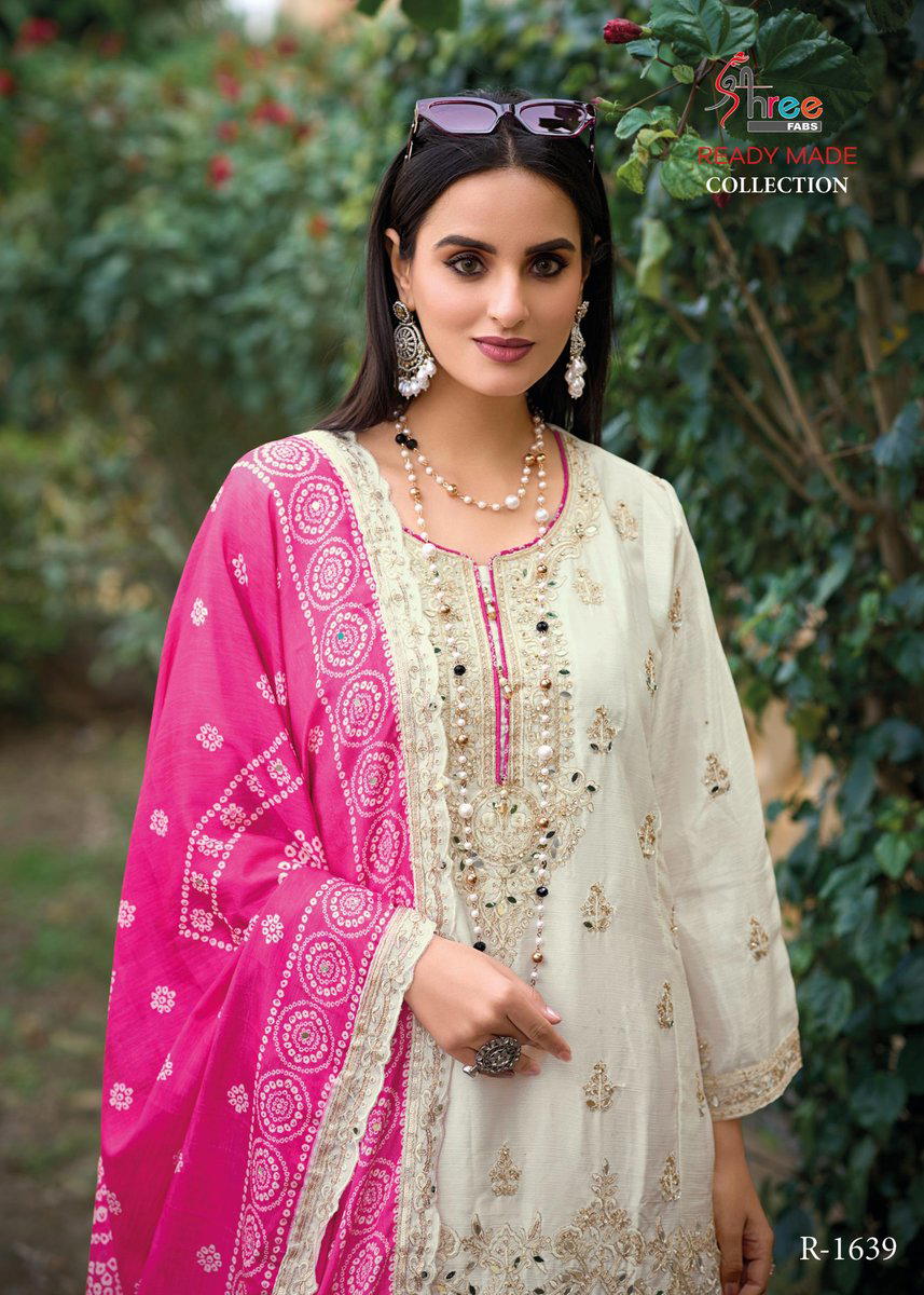 D.NO 1639 BY SHREE FAB DESIGNER CHINON SALWAR SUIT WHOLESALER IN SURAT 1