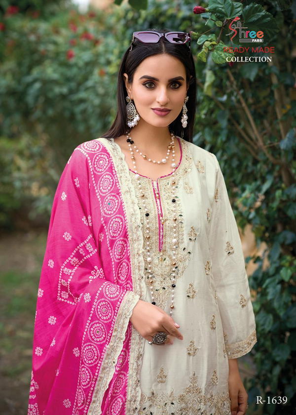 D.NO 1639 BY SHREE FAB DESIGNER CHINON SALWAR SUIT WHOLESALER IN SURAT