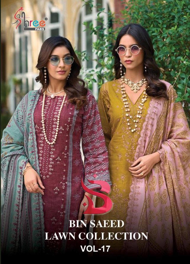BIN SAEED LAWN COLLECTION VOL 17 BY SHREE FAB DESIGNER EMBRODERY SALWAR SUIT WHOLESALER IN INDIA 1