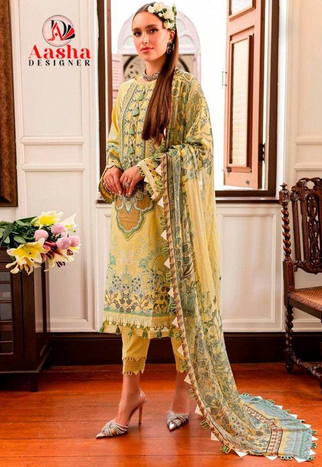 D.NO 1144 BY AASHA DESIGNER COTTON PAKISTANI SALWAR SUIT WHOLESALER IN SURAT 1