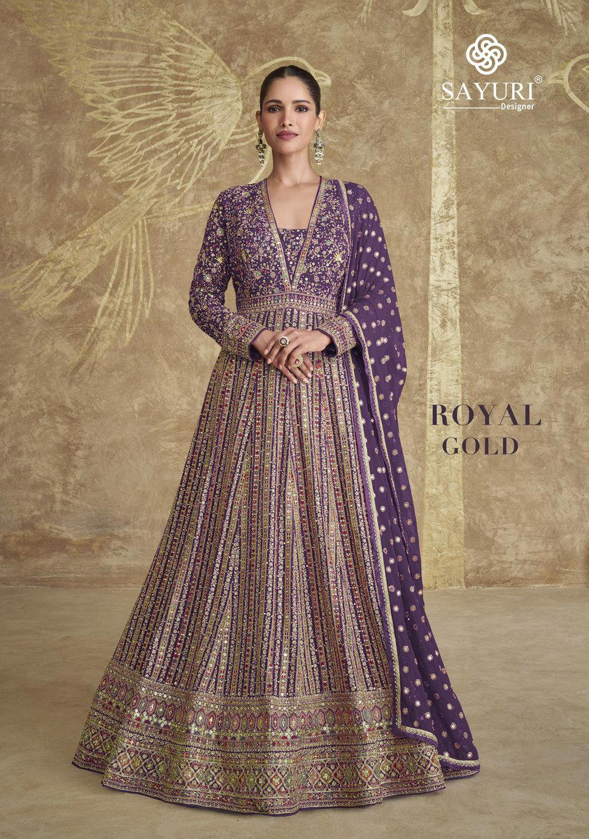 ROYAL GOLD BY AASHIRWAD DESIGNER GEORGETTE GOWN WHOLESALER IN INDIA 1