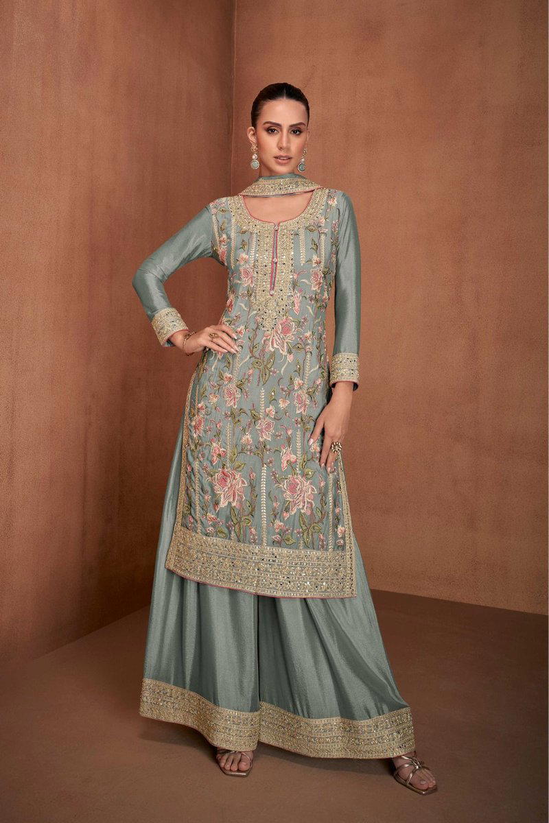 VANYA COLOUR BY GULKAYRA DESIGNER CHINNON SALWAR SUITWHOLESALER IN INDIA 1