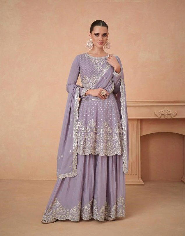 D.NO 9828A To 9828D BY AASHIRWAD CREATION DESIGNER CHINNON SALWAR SUIT WHOLESALER IN INDIA 1