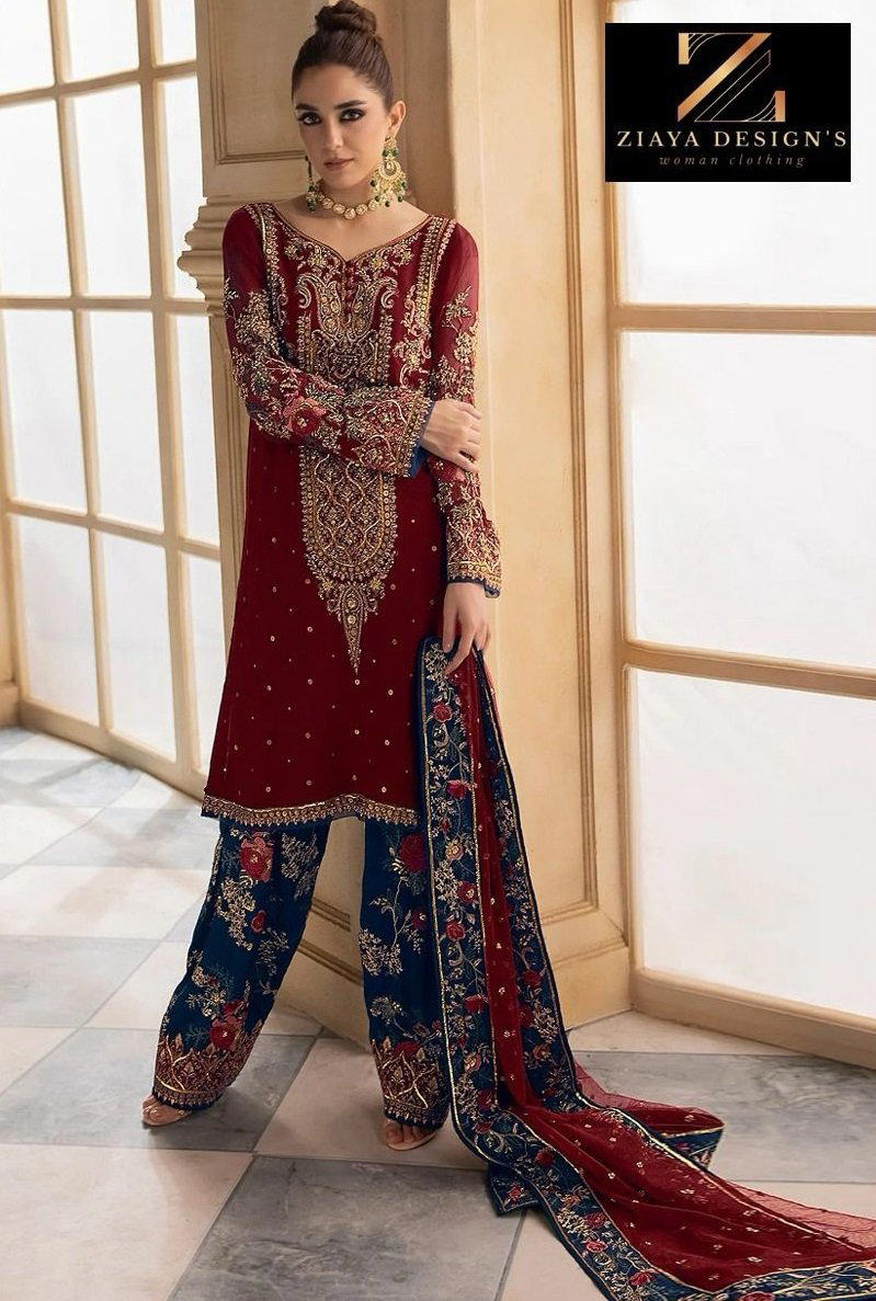 D.NO 1126A-B BY ZIAYA DESIGN DESIGNER PAKISTANI GEORGETTE SALWAR SUIT WHOLESALER IN INDIA 1