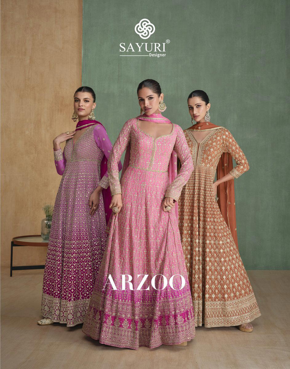 ARZOO BY SAYURI DESIGNER GEORGETTE SILK GOWN WHOLESALER IN INDIA 1
