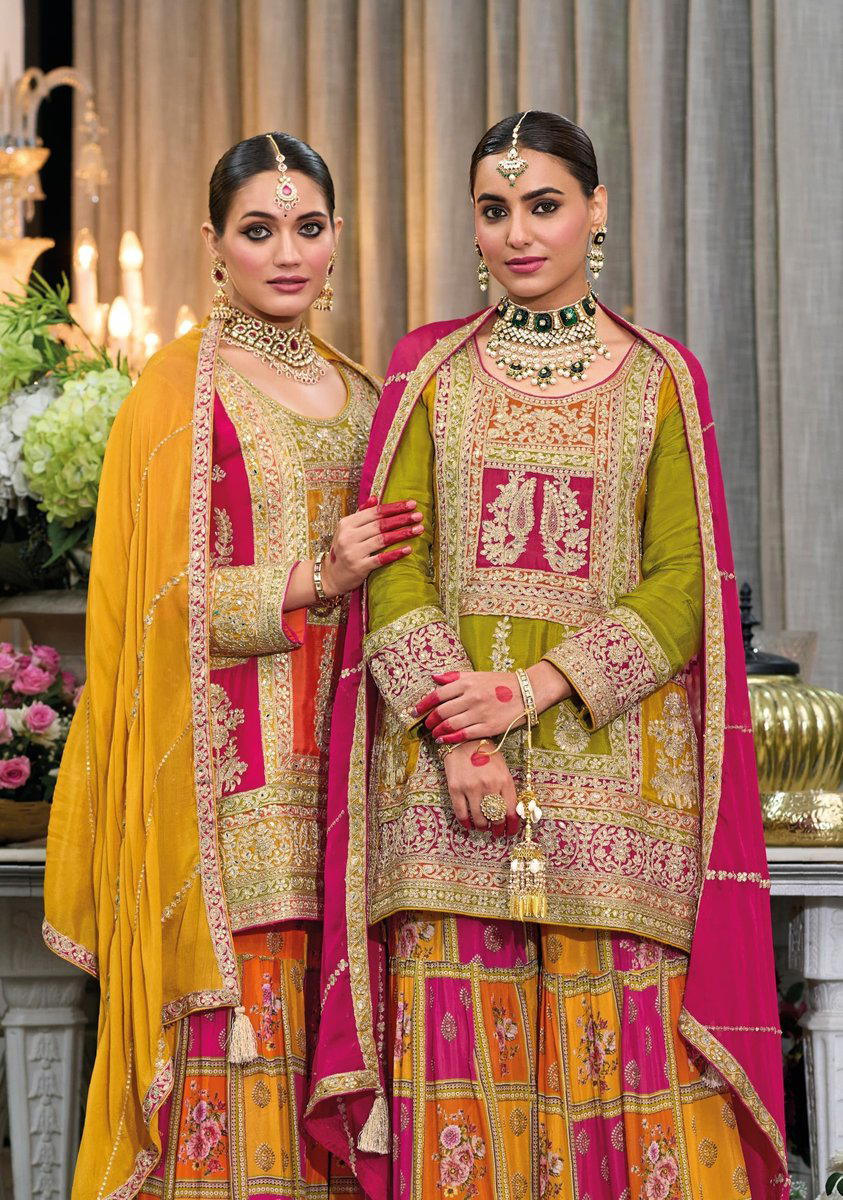 EB 1746 & 1747 BY OS DESIGNER CHINON SALWAR SUIT WHOLESALER IN INDIA 1