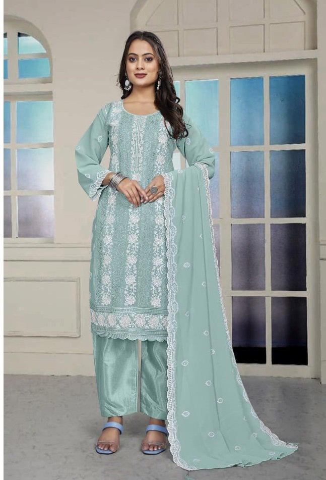 D.NO 1032 BY FLORENT DESIGNER GEORGETTE SALWAR SUIT WHOLESALER IN INDIA 1