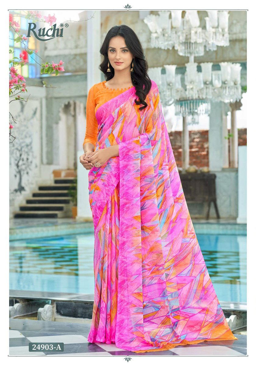 STAR CHIFFON HITS BY RUCHI DESIGNER SAREE WHOLESALER IN INDIA 1