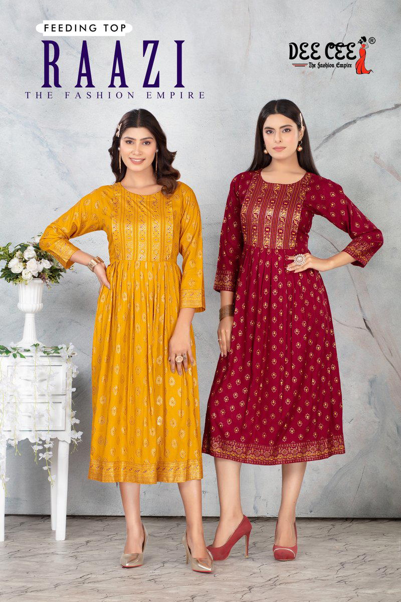 RAAZI BY DEECEE DESIGNER RAYON PLAIN LONG KURTI WHOLESALER IN INDIA 1