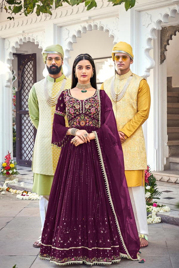 DN 1321 BY OS DESIGNER GEORGETTE GOWN WHOLESALER IN INDIA