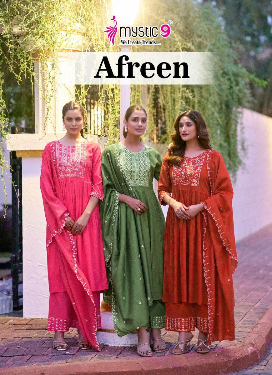 AFREEN VOL 1 BY MYSTIC 9 DESIGNER EMBROIDERY SALWAR SUIT WHOLESALER IN INDIA 1