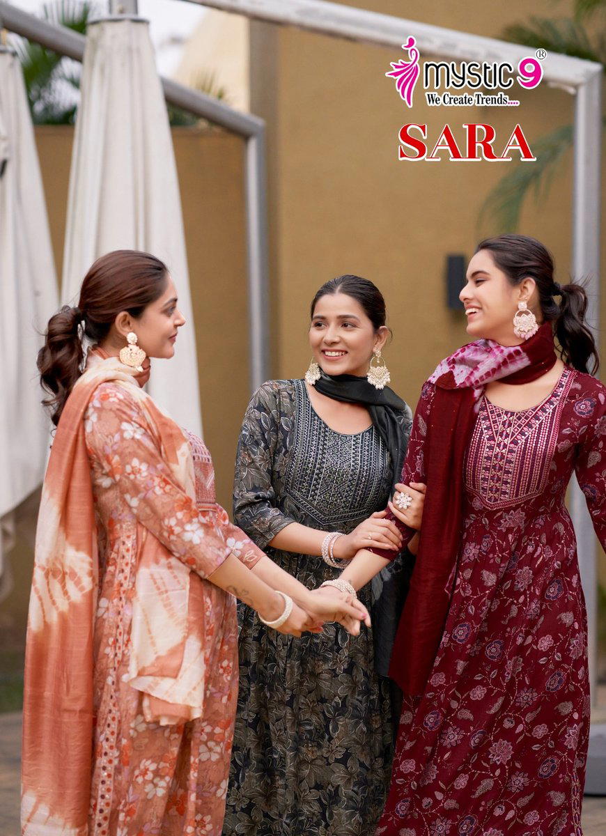 SARA VOL 15 BY MYSTIC 9 DESIGNER RAYON CAPSULE NAYRA CUT SALWAR SUIT WHOLESALER IN INDIA 1