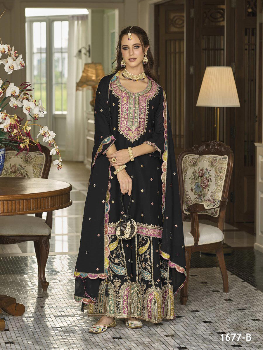 DN 1677 BY OS DESIGNER CHINON PAKISTANI SALWAR SUIT WHOLESALER IN INDIA 1