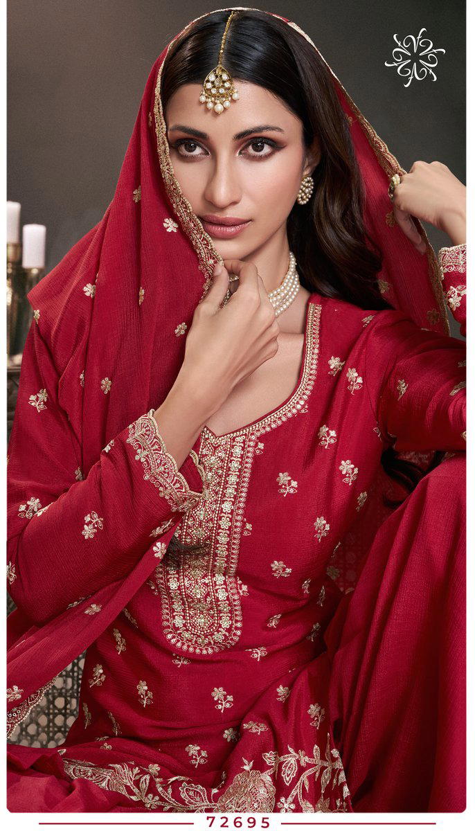 VINAY BY SAAYORI DESIGNER CHINON EMBRODARY SALWAR SUIT WHOLESALER IN INDIA 1