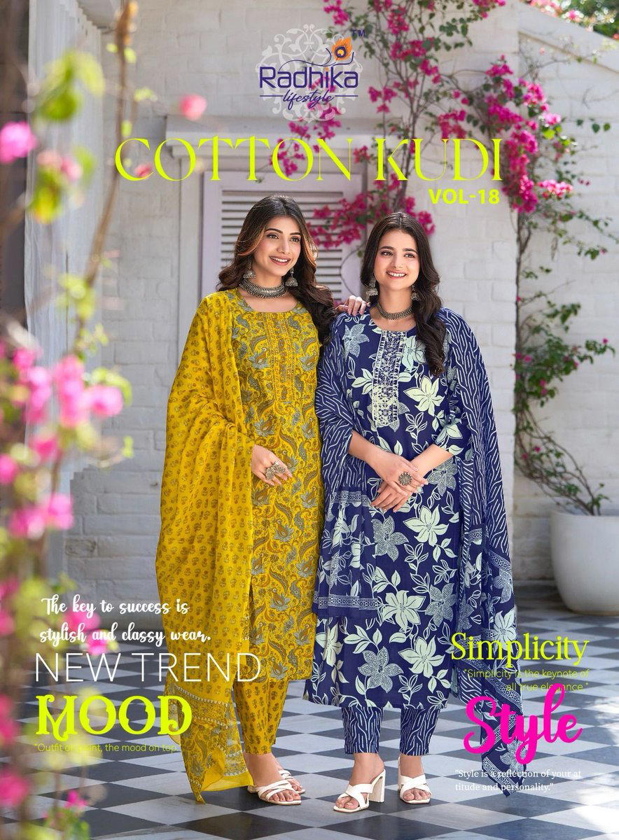 COTTON KUDI VOL 18 BY RADHIKA LIFESTYLE DESIGNER COTTON SALWAR SUIT WHOLESALER IN INDIA 1