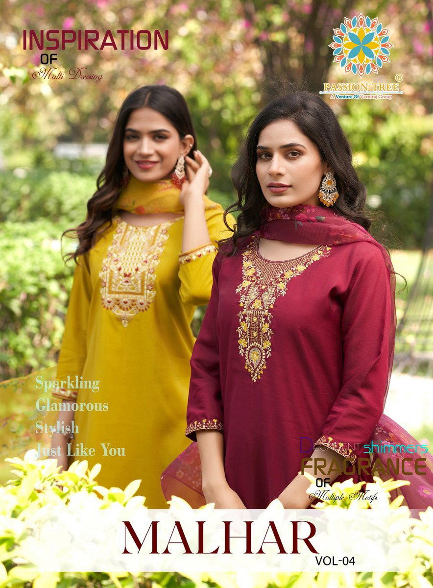 MALHAR VOL 4 BY PASSION TREE DESIGNER ROMAN SILK SALWAR SUIT WHOLESALER IN INDIA 1