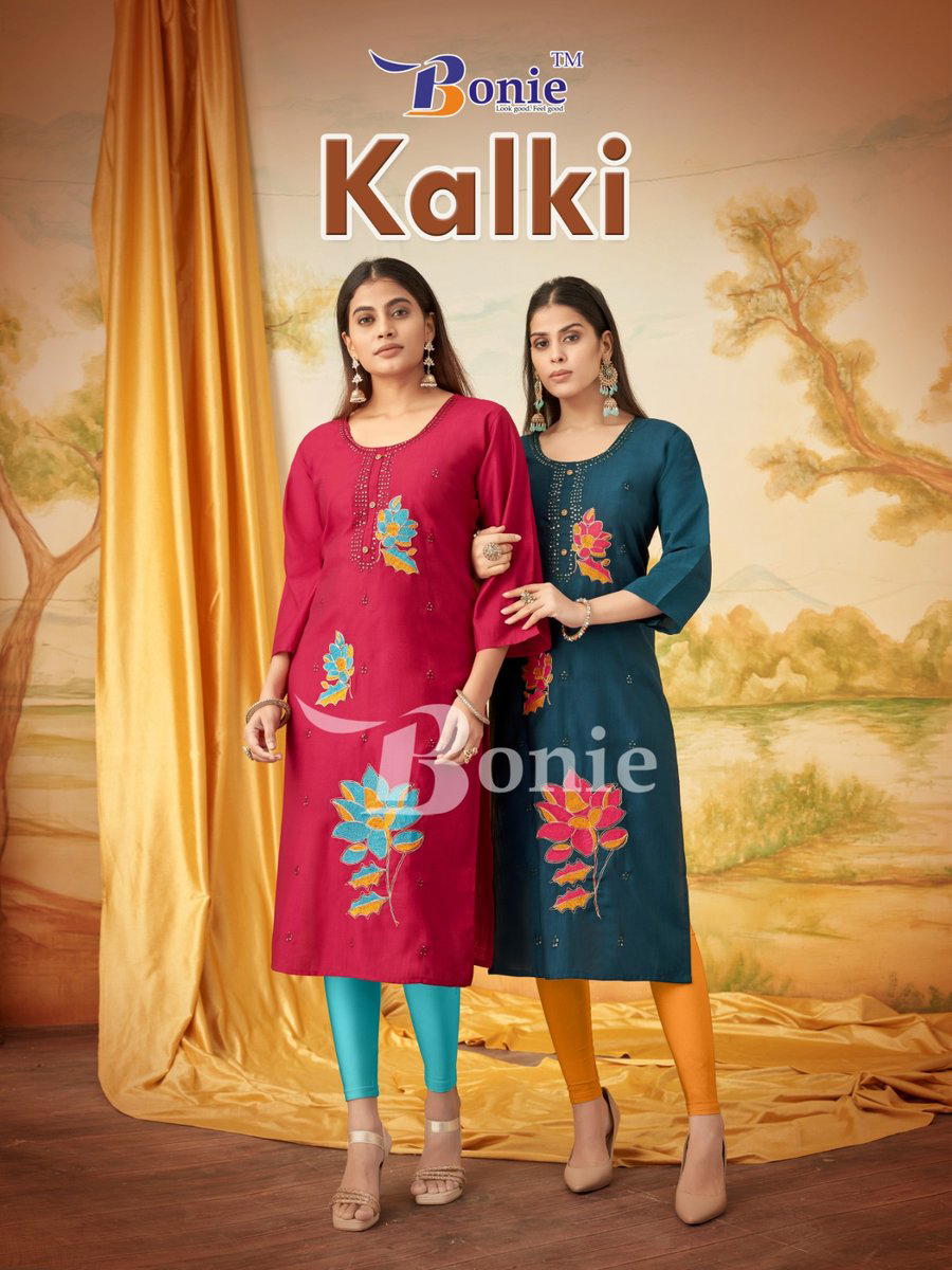 KALKI BY BONIE DESIGNER APLIC WORK KURTIE WHOLESALER IN INDIA 1